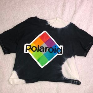 Tie-dye rainbow polaroid cropped tee